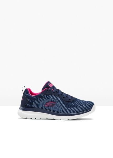 Sneakersy Skechers z pianką memory. Niebieskie obuwie sportowe bonprix, bez zapięcia. Za 269.99 zł.