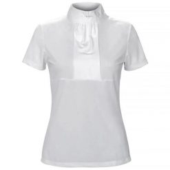 Koszulka konkursowa z krótkim rękawem damska EQUESTRIAN QUEEN Emery 24SS. Białe bluzki EQUESTRIAN QUEEN, xl, bez wzorów, sportowe, bez kołnierzyka, bez ramiączek. Za 158.99 zł.