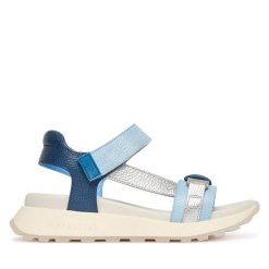 Sandały Hispanitas. Niebieskie sandały Hispanitas, bez wzorów, bez obcasa, na płaskiej podeszwie, bez zapięcia. Za 609.99 zł.