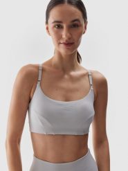 4F Biustonosz do jogi i pilatesu z niskim wsparciem - szary M. Szare bielizna sportowa 4f, m, bez wzorów, z dzianiny. W wyprzedaży za 59.99 zł.