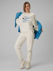 4F Spodnie dresowe joggery damskie - beżowe XXL. Brązowe spodnie dresowe 4f, xxl, bez wzorów, z bawełny. Za 149.99 zł.