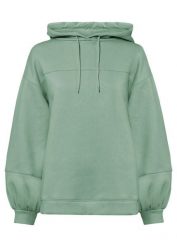 Bluza z kapturem oversize, z miękkiego materiału z bawełną. Zielone bluzy bonprix, bez wzorów, z bawełny, z kapturem. Za 109.99 zł.