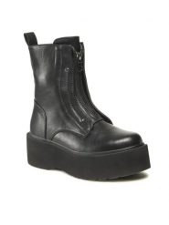 Jenny Fairy Trzewiki WS101-06 Czarny. Czarne botki Jenny Fairy, bez wzorów, ze skóry, bez obcasa, na koturnie, bez zapięcia. Za 159.99 zł.