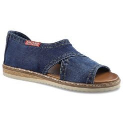 Jeansowe Sandały Damskie Artiker Modne Letnie Buty. Niebieskie sandały Artiker, z aplikacjami, z jeansu, z otwartym noskiem, bez obcasa, bez zapięcia. Za 239.00 zł.