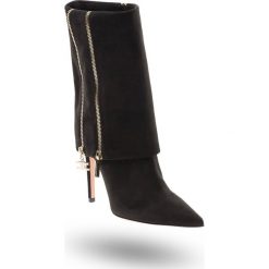 BOTKI ELISABETTA FRANCHI. Czarne botki Elisabetta Franchi, bez wzorów, ze skóry, bez obcasa, na obcasie, bez zapięcia. Za 1,599.50 zł.