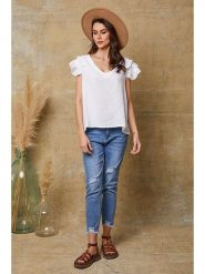 Joséfine Lniana koszulka "Quiriem" w kolorze białym rozmiar: XXL. Białe bluzki Joséfine, xxl, bez wzorów, ze lnu, bez kołnierzyka, bez ramiączek. Za 108.99 zł.