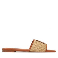 Klapki Nine West. Brązowe klapki Nine West, bez wzorów, bez obcasa. Za 119.99 zł.
