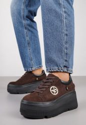 Brązowe Sneakersy Vices na Grubej Podeszwie z Metaliczną Ozdobą Tatorelis. Brązowe obuwie sportowe Born2be, z jeansu, bez zapięcia. Za 139.99 zł.
