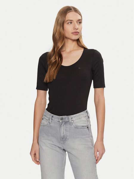 Calvin Klein T-Shirt K20K208050 Czarny Slim Fit. Czarne t-shirty Calvin Klein, xs, bez wzorów, z bawełny, bez kołnierzyka, bez ramiączek. Za 159.99 zł.