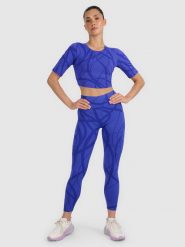 4F Legginsy treningowe szybkoschnące damskie - niebieskie XL. Niebieskie legginsy 4f, l, bez wzorów, z elastanu, z podwyższonym stanem. Za 179.99 zł.