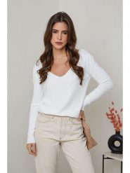 Soft Cashmere Sweter w kolorze białym rozmiar: 34/36. Białe swetry Soft Cashmere, bez wzorów, z koronki, bez ramiączek. Za 104.14 zł.