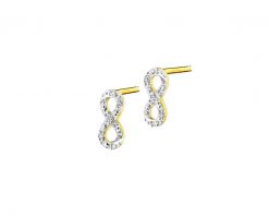 Kolczyki z żółtego złota z diamentami - nieskończoność - 0,01 ct - próba 375. Żółte kolczyki Apart, z diamentem, złote. W wyprzedaży za 580.30 zł.