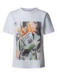 Pepe Jeans Koszulka "Rebecca" w kolorze białym rozmiar: XL. Białe bluzki Pepe Jeans, xl, bez wzorów, z bawełny, bez kołnierzyka, bez ramiączek. Za 105.63 zł.