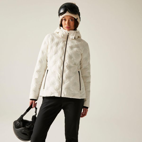 Kurtka narciarska damska z membraną Enfold Dare 2b. Białe kurtki narciarskie Dare 2b, bez wzorów, z tkaniny, bez kaptura, narciarskie. W wyprzedaży za 899.99 zł.
