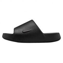 Klapki damskie Nike Calm Slide 2.0. Czarne klapki Nike, bez wzorów, z materiału, bez obcasa. Za 311.00 zł.