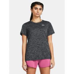 Koszulka fitness damska UNDER ARMOUR 1384230 z krótkim rękawem. Czarne bluzki Under Armour, xs, bez wzorów, sportowe, bez kołnierzyka, bez ramiączek. Za 69.99 zł.