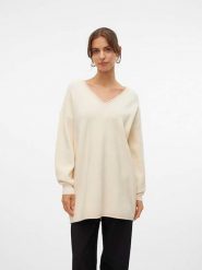 Vero Moda Sweter "Gold" w kolorze kremowym rozmiar: XL. Brązowe swetry Vero Moda, xl, bez wzorów, ze splotem, bez ramiączek. Za 105.95 zł.