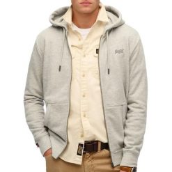 Bluza z kapturem i zamkiem błyskawicznym Superdry Logo Essential. Szare bluzy Superdry, xl, bez wzorów, z kapturem. Za 344.50 zł.