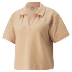Damska koszulka polo Puma HER. Brązowe bluzki Puma, s, bez wzorów, bez kołnierzyka, bez ramiączek. Za 170.20 zł.