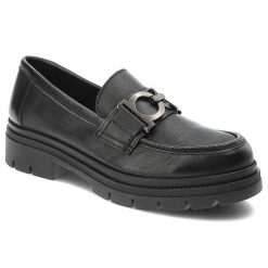 Czarne Mokasyny Nessi Skórzane Obuwie Damskie. Czarne mokasyny Nessi, bez wzorów, z materiału, bez obcasa. Za 399.99 zł.