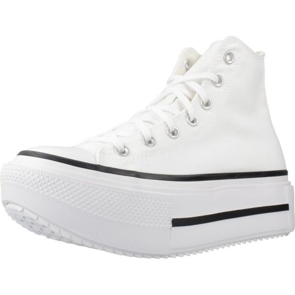 Buty CONVERSE CHUCK TAYLOR ALL STAR LIFT DOUBLE STACK Biały. Białe obuwie domowe Converse, z materiału, trekkingowe. Za 432.35 zł.