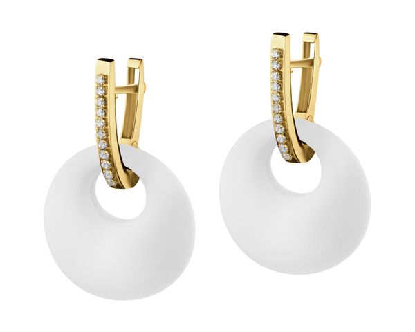 Złote kolczyki z agatami i cyrkoniami. Żółte kolczyki Apart, z cyrkonią, złote. Za 1,099.00 zł.