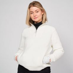 Sweter do golfa damski Inesis MW500 wiatroszczelny. Białe golfy INESIS, xl, bez wzorów, z bawełny, bez ramiączek. Za 199.99 zł.