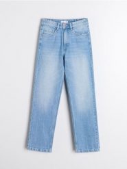 Jeansy straight leg high waist - niebieski. Niebieskie jeansy Sinsay, l, bez wzorów, z podwyższonym stanem. W wyprzedaży za 39.99 zł.