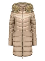 Geographical Norway Płaszcz pikowany "Bololita" w kolorze szarobrązowym rozmiar: XL. Brązowe płaszcze Geographical Norway, xl, bez wzorów, bez kaptura. Za 210.32 zł.