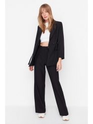 Trendyol Spodnie w kolorze czarnym rozmiar: 36. Czarne spodnie materiałowe Trendyol, bez wzorów, z materiału, z podwyższonym stanem. Za 69.95 zł.