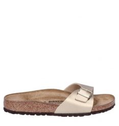 Klapki damskie Birkenstock Madrid. Żółte klapki Birkenstock, bez wzorów, z materiału, bez obcasa. Za 401.00 zł.