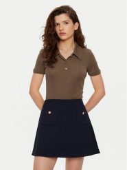 Tommy Hilfiger Polo WW0WW44446 Brązowy Slim Fit. Brązowe koszulki polo TOMMY HILFIGER, xs, bez wzorów, z lyocellu, bez kołnierzyka, bez ramiączek. Za 299.99 zł.