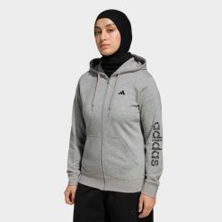 Bluza z kapturem damska ADIDAS fitness. Szare bluzy Adidas, l, bez wzorów, z materiału, z kapturem. Za 199.99 zł.