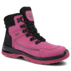 Różowe Trekkingi Damskie 4F Skórzane Buty W Góry. Czerwone botki 4f, z nubiku, trekkingowe. Za 369.00 zł.