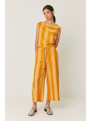 SKFK Spodnie "Dona" w kolorze pomarańczowym rozmiar: 40. Pomarańczowe spodnie materiałowe SKFK, bez wzorów, z bawełny, z podwyższonym stanem. Za 239.99 zł.