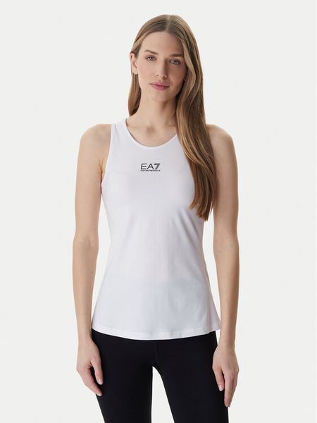 EA7 Emporio Armani Top 7W000314 AF14524 Biały Regular Fit. Białe topy EA7 Emporio Armani, l, bez wzorów, z syntetyku, bez kołnierzyka, bez ramiączek. Za 299.99 zł.