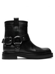 AGL Botki Rina Lowboot D774502PGDESER0000 Czarny. Czarne botki AGL, bez wzorów, ze skóry, bez obcasa, na płaskiej podeszwie, bez zapięcia. Za 2,449.00 zł.