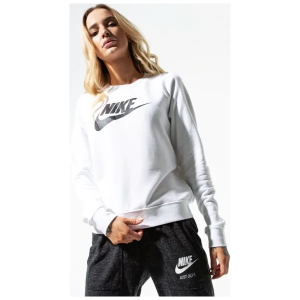 Nike Bluza W Nsw Essntl Crew Flc Hbr , biały, rozmiar M. Białe bluzy Nike, m, bez wzorów, z bawełny, bez kaptura. Za 179.99 zł.