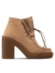 Simple Botki SL-34-02-000074 Beżowy. Brązowe botki Simple, bez wzorów, ze skóry, bez obcasa, na słupku, bez zapięcia. Za 599.00 zł.