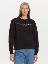 Tommy Hilfiger Bluza Logo WW0WW39791 Czarny Regular Fit. Czarne bluzy TOMMY HILFIGER, xs, bez wzorów, z bawełny, bez kaptura. Za 249.99 zł.
