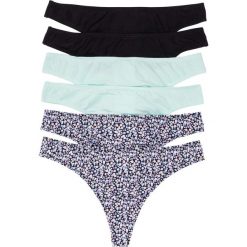 Stringi (6 par) bonprix czarno-miętowy z nadrukiem. Stringi bonprix. Za 53.94 zł.