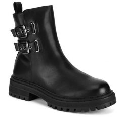 Botki DeeZee. Czarne botki DeeZee, bez wzorów, bez obcasa, na płaskiej podeszwie, bez zapięcia. Za 199.99 zł.