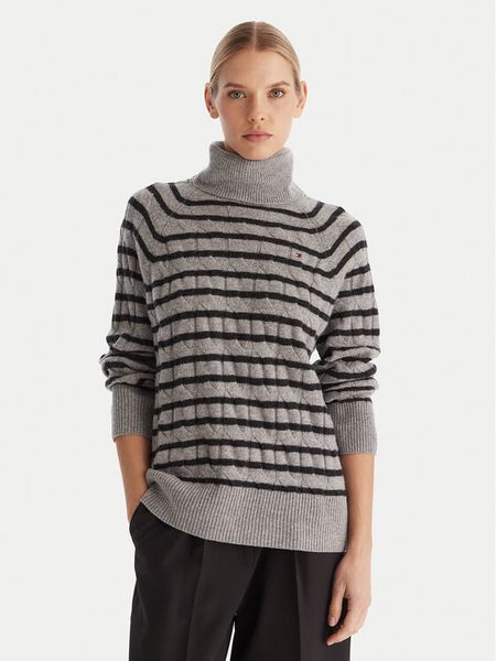 Tommy Hilfiger Golf WW0WW46791 Szary Regular Fit. Szare golfy TOMMY HILFIGER, xxl, bez wzorów, z wełny, bez ramiączek. Za 399.99 zł.