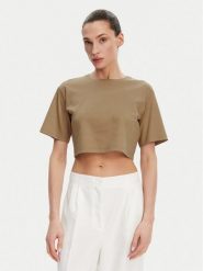 Max Mara T-Shirt 2516941098650 Brązowy Regular Fit. Brązowe t-shirty Max Mara, m, bez wzorów, z syntetyku, bez kołnierzyka, bez ramiączek. Za 339.99 zł.