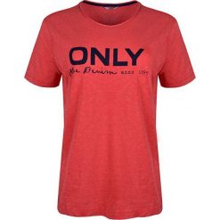 ONLY Koszulka damska Logo Slub Dnm Tee Mars Red (rozmiar M). Czerwone bluzki Only, m, bez wzorów, bez kołnierzyka, bez ramiączek. W wyprzedaży za 54.00 zł.