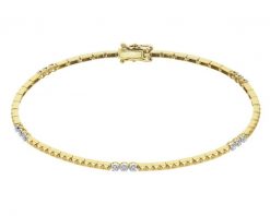 Bransoletka z żółtego złota z brylantami - 19 cm - 0,10 ct - próba 585. Żółte bransoletki Apart, z brylantem, złote. Za 6,590.00 zł.