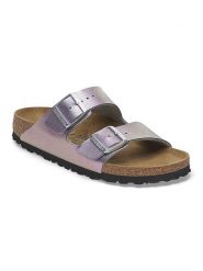 Birkenstock Klapki "Arizona" w kolorze fioletowym rozmiar: 38. Różowe klapki Birkenstock, bez wzorów, z otwartym noskiem, bez obcasa. Za 390.92 zł.