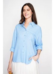 Le Jardin du Lin Lniana koszula w kolorze błękitnym rozmiar: 34. Niebieskie koszule Le jardin du lin, bez wzorów, ze lnu, bez kołnierzyka, bez ramiączek. Za 108.99 zł.