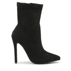 Botki DeeZee. Czarne botki DeeZee, bez wzorów, bez obcasa, na szpilce, bez zapięcia. Za 209.99 zł.