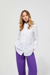 Koszula z kołnierzykiem. Białe koszule MOODO, l, bez wzorów, bez kołnierzyka, bez ramiączek. W wyprzedaży za 26.99 zł.